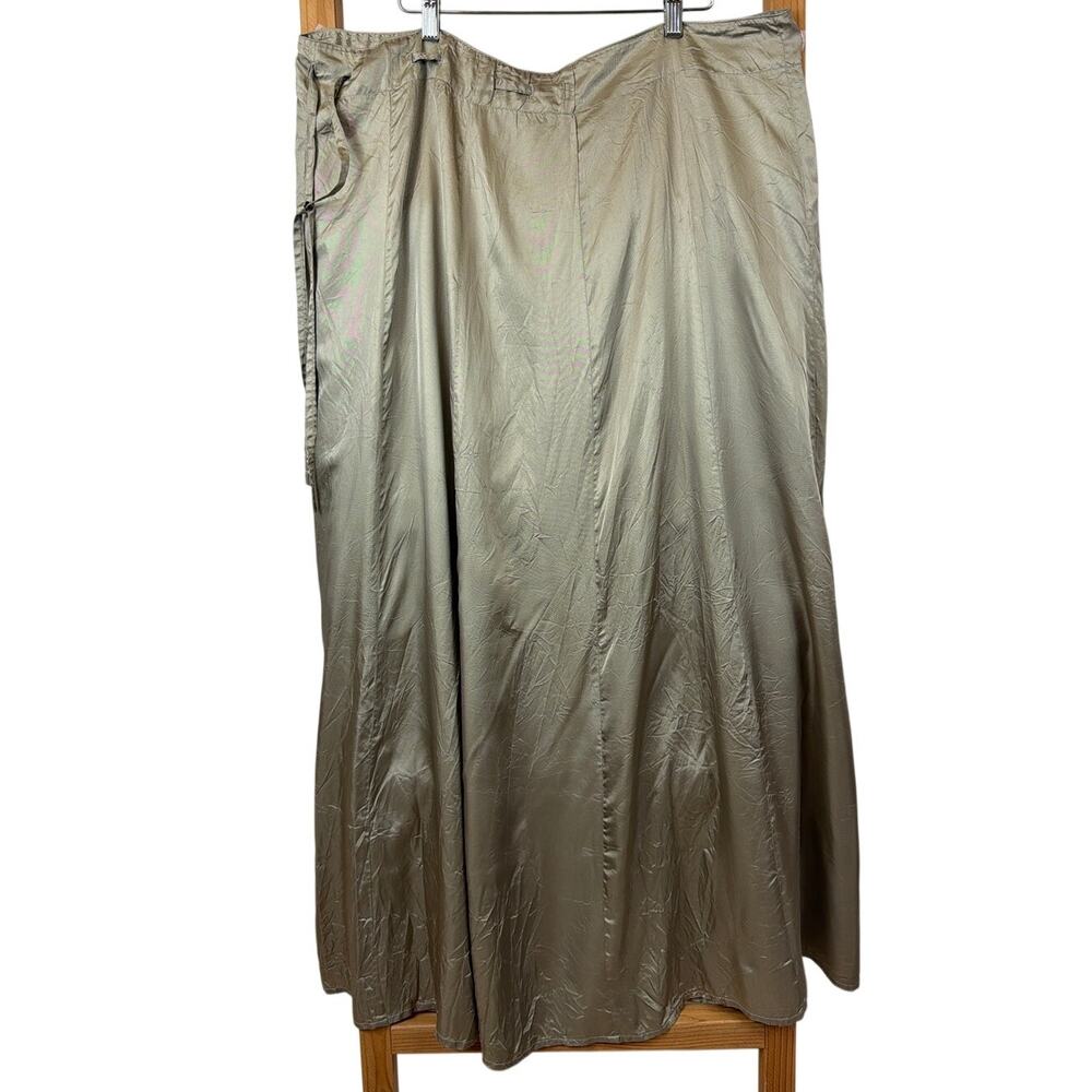 Krista Larson Taupe Acetate Drawstring Full Art to Wear Skirt Size One Size